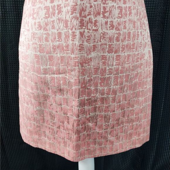 ANN TAYLOR! SALMON & CREAM BROCADE ABSTRACT PLAID KNEE LENGTH SKIRT! SZ 0 - Picture 4 of 8